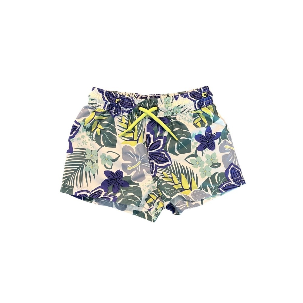 Carter's Boys Tropical Floral Swim Trunks Blue Purple Print Shorts 12M (0952)